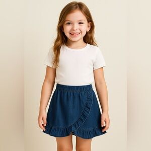 Vintage kids sz 4 Denim Blue Ruffle Skirt
